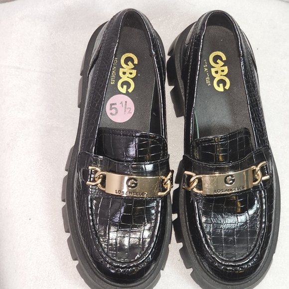 GBG Los Angeles Collie Platform Black Loafers Sz 5.5 Chunky Lug Heel Y2K,Preppy - Picture 2 of 8